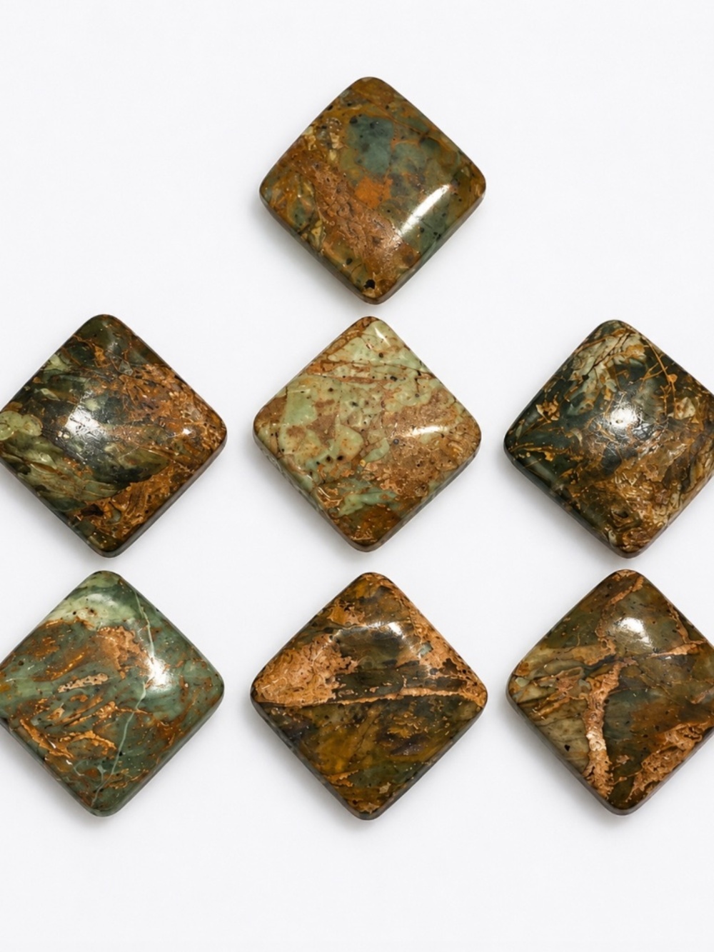 Set of 7 Large 40mm Drilled Square Gemstone Pendant Beads